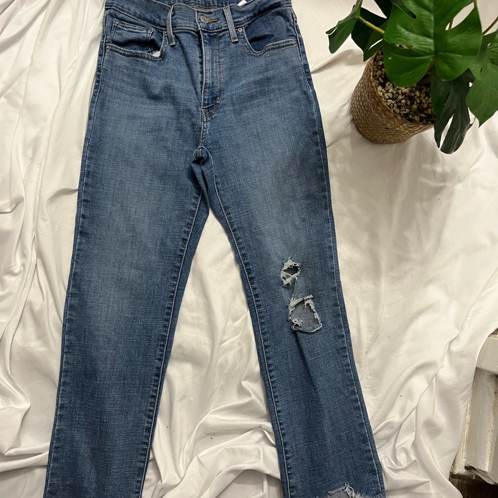 Classic Blue Distressed Women's Jeans